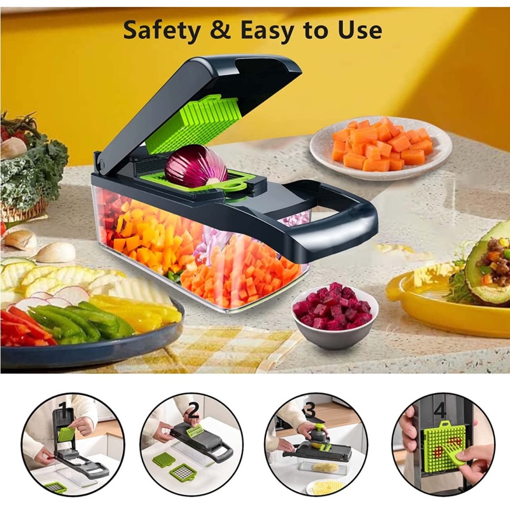 Brand New Veggie Chopper With Container to Hold All the Pieces, no box